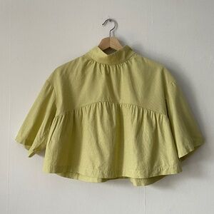 EVERLANE yellow/green short sleeve blouse